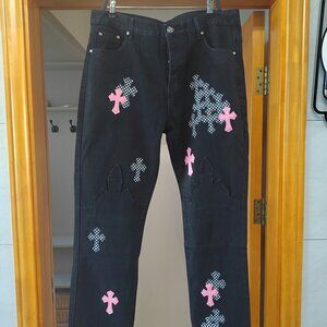 Chrome Hearts Cross Patch Fleurknee Jeans Black